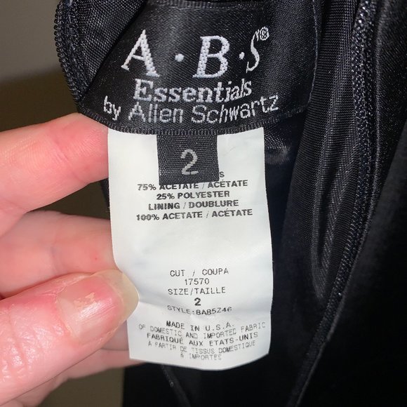 Silky looking Cross Back Black Dress size 2 - ABS by Allen Schwartz - Picture 6 of 6
